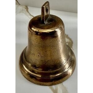 Vintage Solid brass-ship Bell Nautical Maritime Wall Door Decor 4” Patina